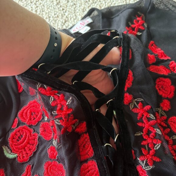 A'GACI Black Romper – M – Gothic, Lace-Up, Sexy Festival Look - Picture 7 of 9